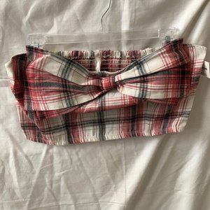 ANTHROPOLOGIE Strapless Bow Bandeau Crop Top Size L